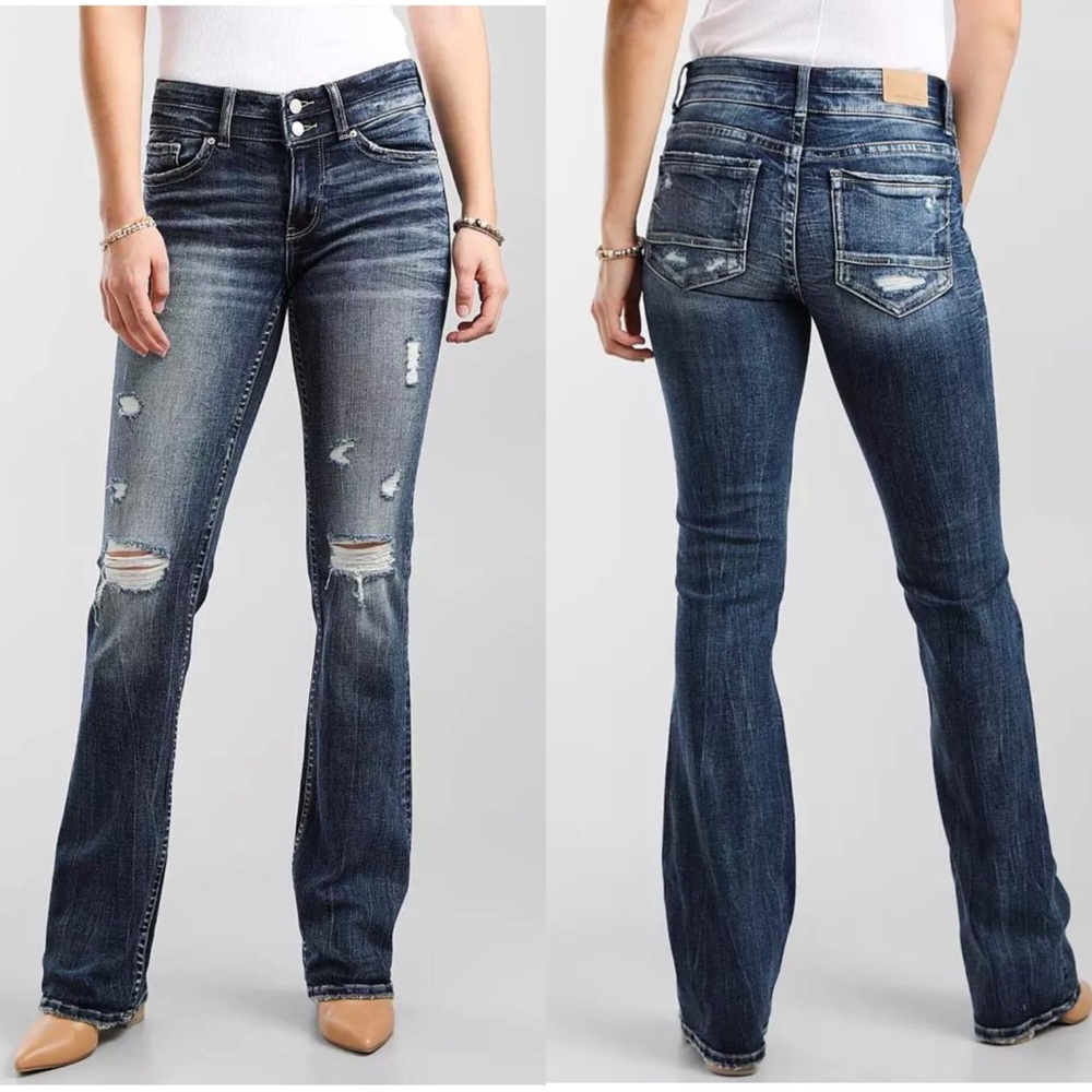 BKE Payton Boot Stretch Jean Dark Was Distressed long